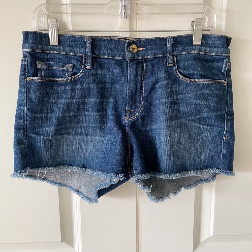 Frame Denim Le Cutoff Raw Hem Fulham Wash Low Rise Shorts Size 29 - Picture 2 of 12